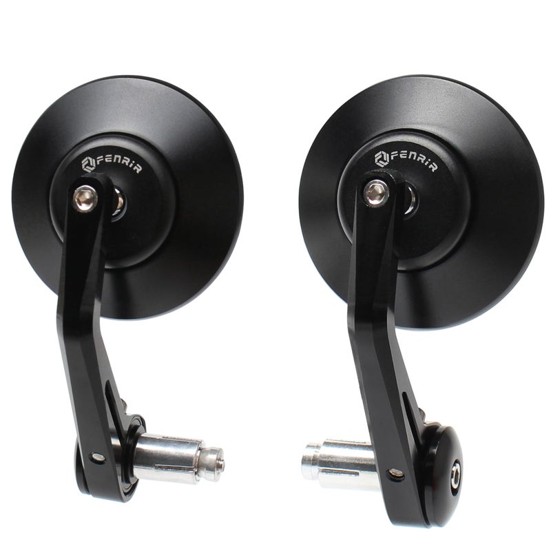 FENRIR CNC Aluminum Alloy Round Cafe Racer Retro Black Motorcycle Bar End Mirrors Side 22MM 7/8" Inch Handlebar Mirror Universal Rear View For M8/M6 Sport Naked Street Bike Cruiser Minimoto Scooter - Image 1